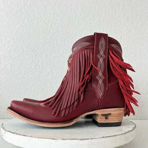 Lane SENITA FALLS Womens Cowboy Bootie 6.5 Red Fringe Western Cowgirl Boots - Picture 4 of 11